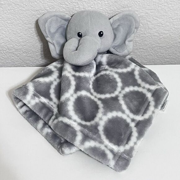 Hudson Baby HB Gray Elephant Circles Security Blanket Lovey Lovie Blankie - Picture 3 of 8